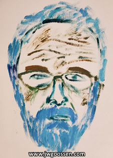 Canadian Mennonite Artist, JW Goossen original painting titled Headshot self-portrait